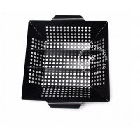 color non stick coated mini BBQ topper square barbeque basket grilling pan with holes for vegetable roasting