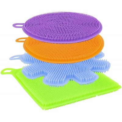 Silicone Dish Washing Sponge Scrubber Set 4 Pot Pan Cleaning Brush Wash Tool