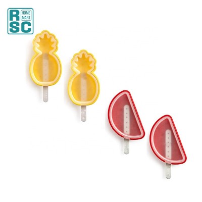 OEM Welcome Tropical Fruit Shape Silicone POpsicle Mold Watermelon,Pineapple  DIY Ice Cream Pop Mold for Kids, Family