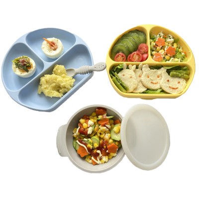 3-Compartment Plate for Kids Suction Plates /Baby Feeding Dishes