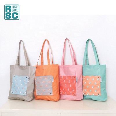 OEM Welcome Custom High Quality Reusable Polyester Folding Shopping Bag Storage Bag Tote